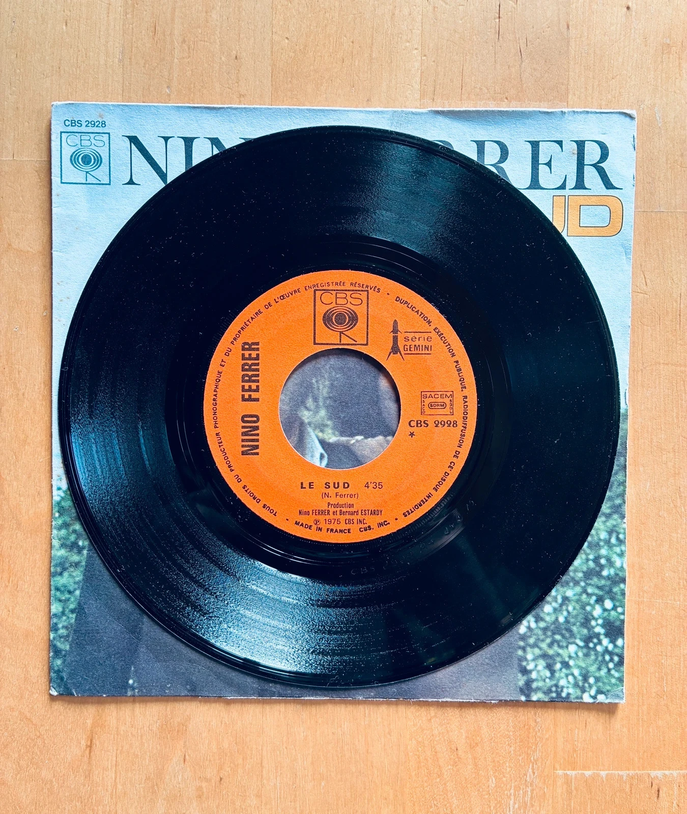 Disco de vinil 45T Nino Ferrer Le Sud. – photo 2